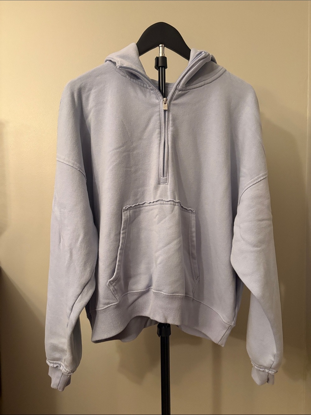 Hollister Light Blue Half-Zip Hoodie Sweatshirt Size Medium